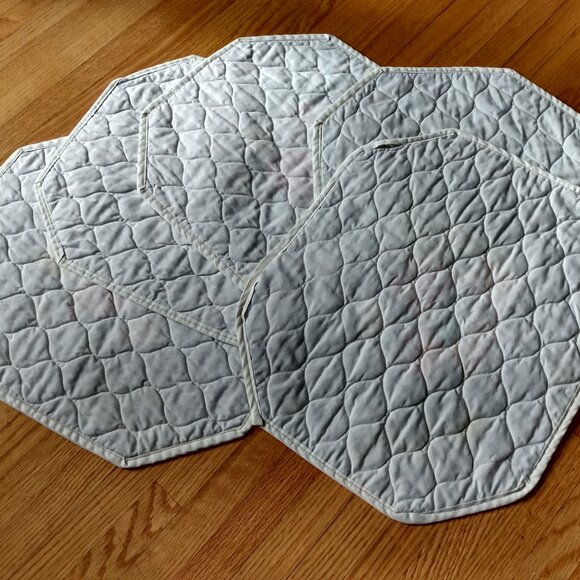 Vintage Quilted Placemats Pink Rose Green Set of 5 Handmade Dining Place Mats - Picture 14 of 16